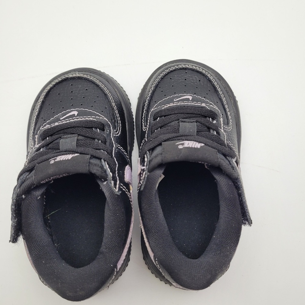 Nike Air Force 1 Baby 6C Black Purple Leather Hook & Loop Low Top HJ6764-001 - Picture 7 of 14